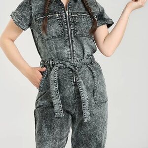Hell Bunny Acid Washed Boiler Suit